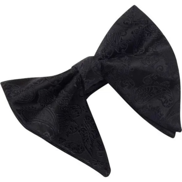 New Paisley Adjustable Pre-tied Cufflink Set Black - Picture 4 of 6